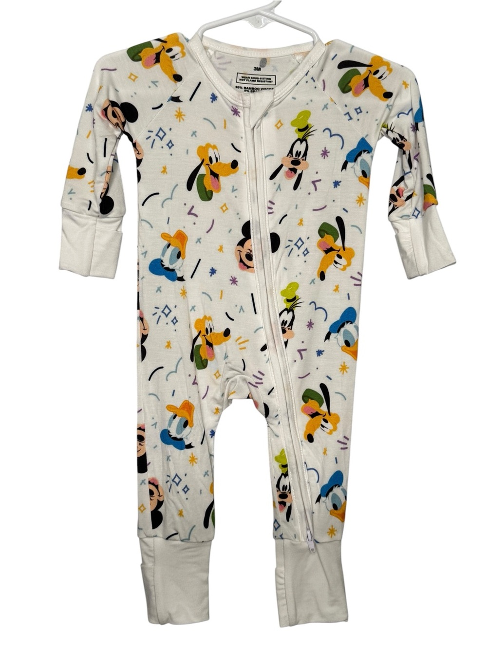Disney Multicolor Character Zip Front One-Piece Footie - White Base